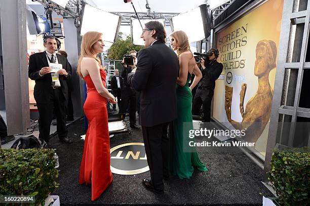 Actress Jessica Chastain and People Magazine Deputy Managing Editor Peter Castro attend the 19th Annual Screen Actors Guild Awards at The Shrine...