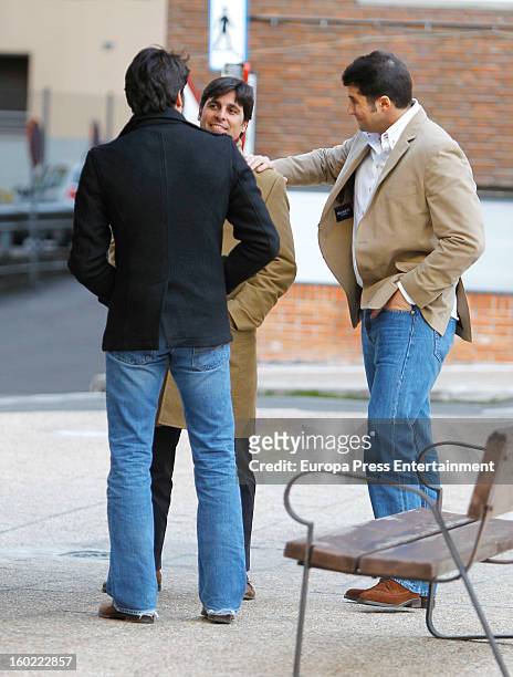 Julian Contreras jr celebrates his 26th birthday with his brothers Francisco Rivera and Cayetano Rivera on January 14, 2013 in Madrid, Spain.
