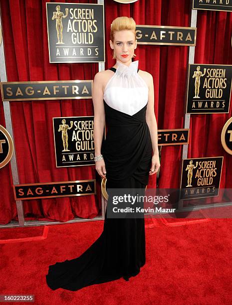 January Jones attends the 19th Annual Screen Actors Guild Awards at The Shrine Auditorium on January 27, 2013 in Los Angeles, California....