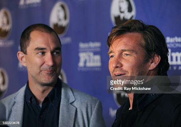 Director Chris Neilus and Justin McMillan attend the screening of "Storm Surfers 3D" at the 28th Santa Barbara International Film Festival on January...