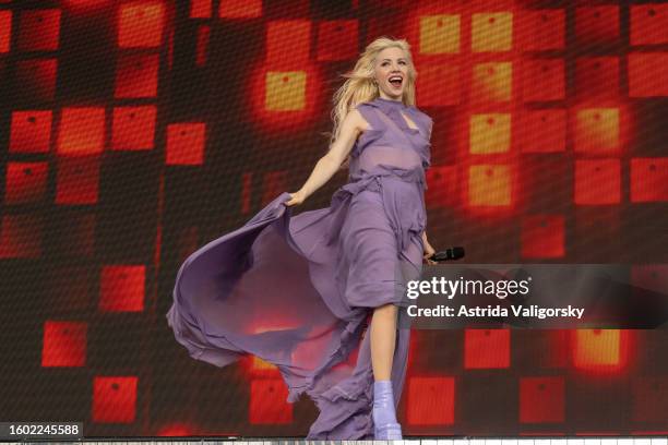 Carly Rae Jepsen performs during the Anything to Be With You Tour at Pier 17 Rooftop on August 08, 2023 in New York City.