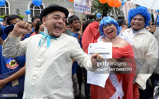 In this photo taken October 1 Filipino activist Carlos Celdran gestures during a rally in front of the Commission on Election about political dynasty...