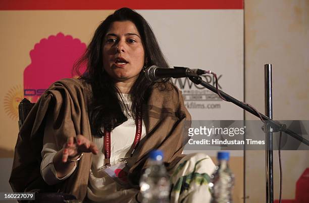 Pakistani-Canadian journalist Sharmeen Obaid Chinoy in conversation with Shoma Chaudhury on the topic 'Saving Face' at the DSC DSC Jaipur Literature...