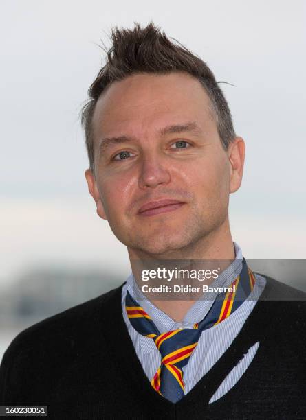 Musician Mark Hoppus poses during the photocall of 47th Midem at Palais des Festivals on January 28, 2013 in Cannes, France.