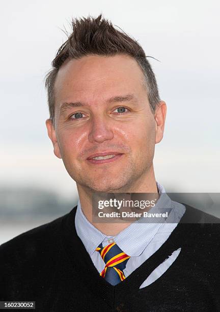 Musician Mark Hoppus poses during the photocall of 47th Midem at Palais des Festivals on January 28, 2013 in Cannes, France.