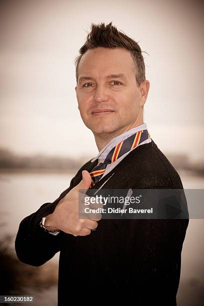 Musician Mark Hoppus poses during the photocall of 47th Midem at Palais des Festivals on January 28, 2013 in Cannes, France.