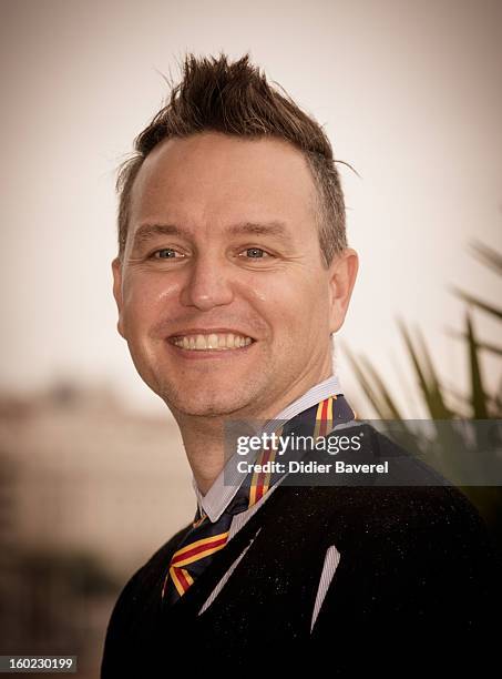 Musician Mark Hoppus poses during the photocall of 47th Midem at Palais des Festivals on January 28, 2013 in Cannes, France.