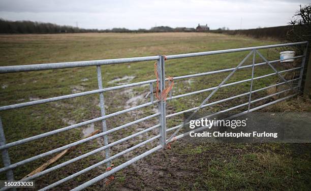 Gates to a field are tied shut in Rostherne, Cheshire, on the route of the new prposed HS2 high speed rail link on January 28, 2013 in Knutsford,...