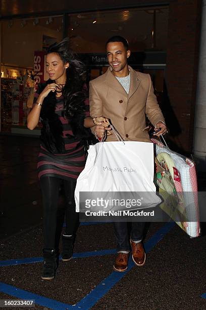 Rochelle Humes and Marvin Humes are pictured shopping for baby items at Mamas and Papas on January 28, 2013 in Watford, England.