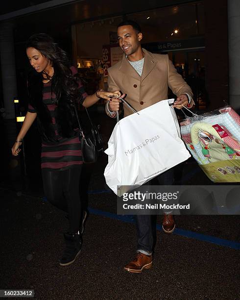 Rochelle Humes and Marvin Humes are pictured shopping for baby items at Mamas and Papas on January 28, 2013 in Watford, England.
