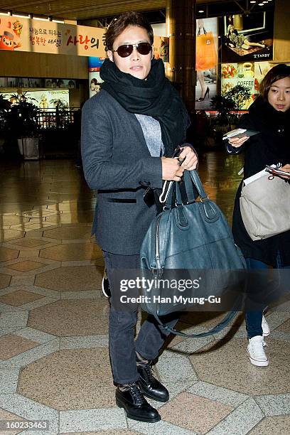 Actor Lee Byung-Hun is seen at Gimpo International Airport on January 28, 2013 in Seoul, South Korea.