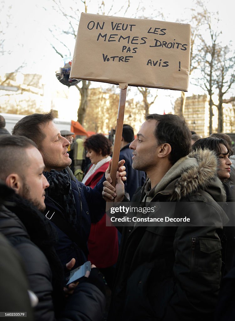 Marriage For All Activists Demonstration In Paris