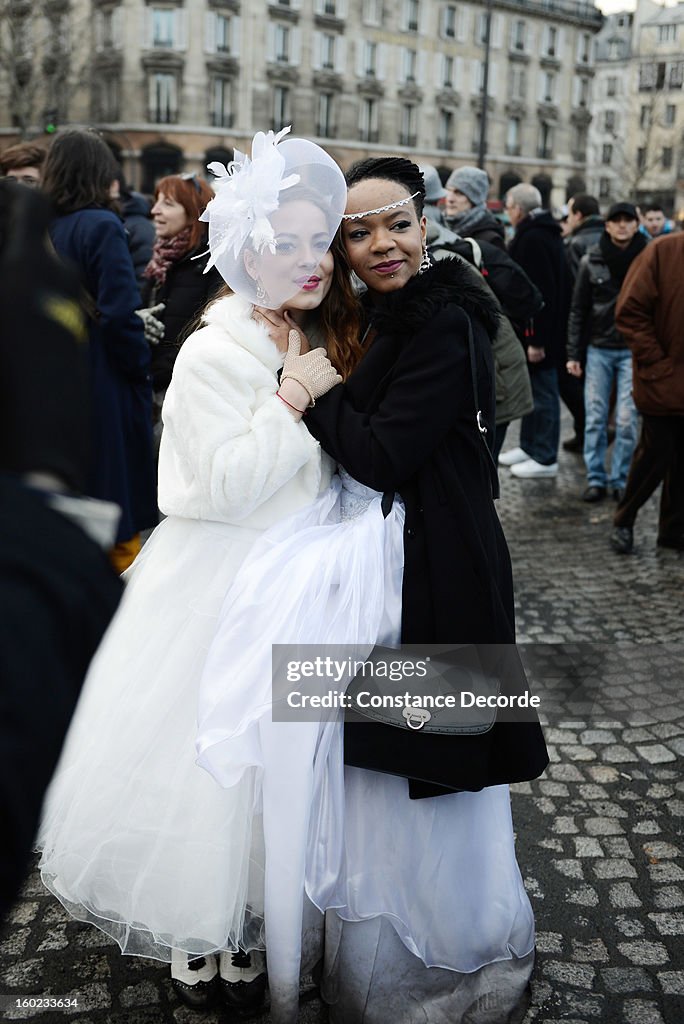 Marriage For All Activists Demonstration In Paris