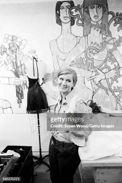 American fashion designer Betsey Johnson in her studio, New York, New York, September 6, 1966.