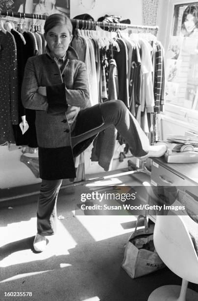 American fashion designer Betsey Johnson in her studio, New York, New York, September 6, 1966.