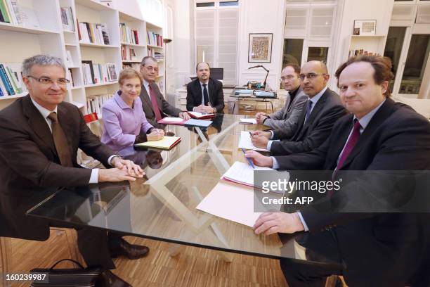 French Socialist Party First Secretary Harlem Desir poses prior to a meeting at the PS headquarters in Paris on January 28 with the head of French...