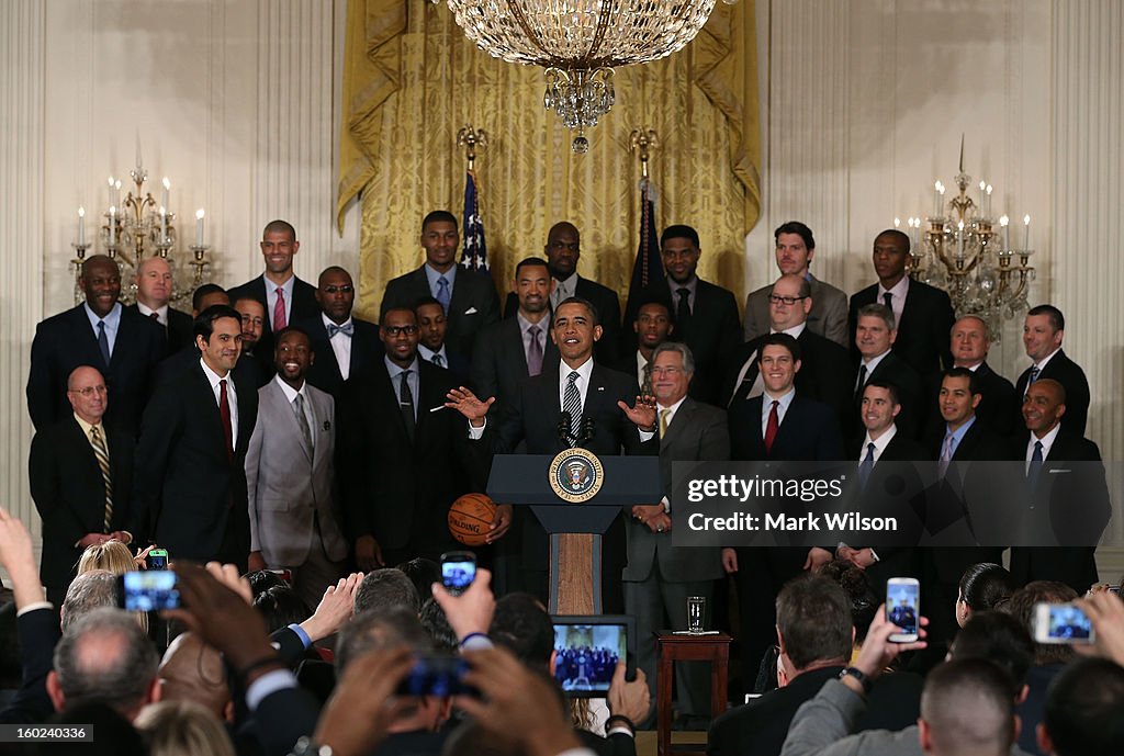 Obama Welcomes NBA Champion Miami Heat To White House