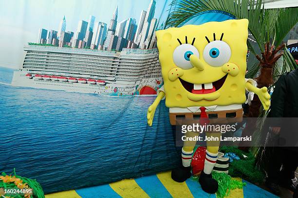 SpongeBob SquarePants attends the Norwegian Warming Station launch in Times Square on January 28, 2013 in New York City.