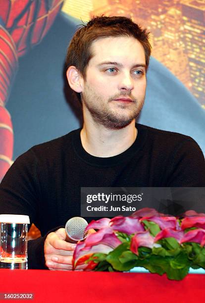 Tobey Maguire during "Spider-Man 2" Tokyo Press Conference and Special Footage Screening at Park Tower Hall in Tokyo, Japan.