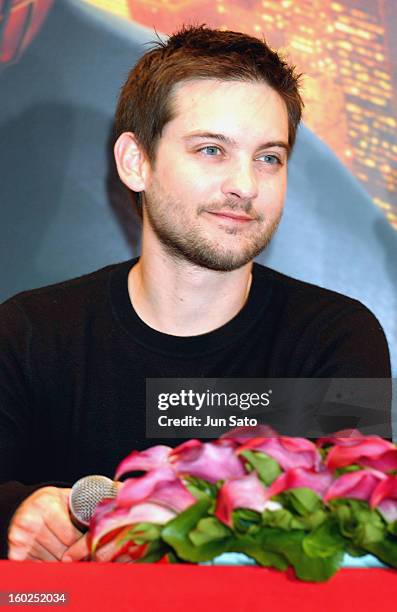 Tobey Maguire during "Spider-Man 2" Tokyo Press Conference and Special Footage Screening at Park Tower Hall in Tokyo, Japan.