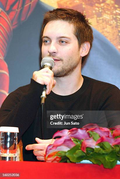 Tobey Maguire during "Spider-Man 2" Tokyo Press Conference and Special Footage Screening at Park Tower Hall in Tokyo, Japan.