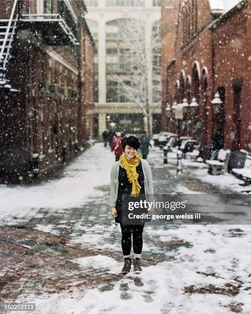 woman with yellow scarf - lancaster pennsylvania stock pictures, royalty-free photos & images