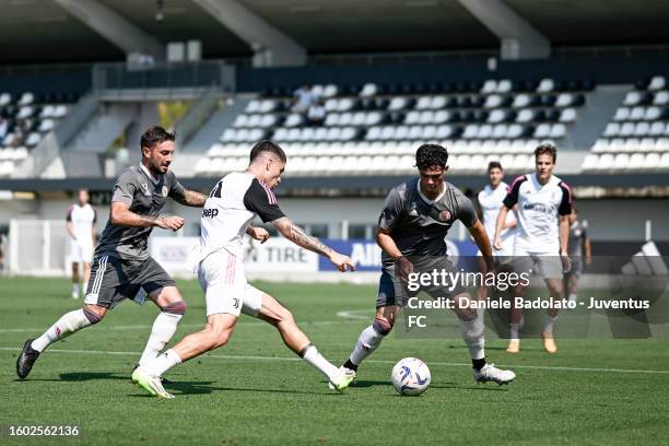 Matias Soule of Juventus during a training session at JTC on August 16, 2023 in Turin, Italy.