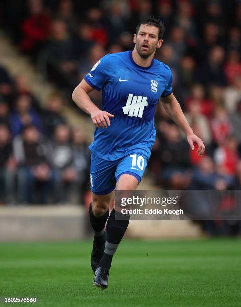 Lukas Jutkiewicz of Birmingham City during the Carabao Cup First Round match between Cheltenham Town and Birmingham City at The Completely-Suzuki...