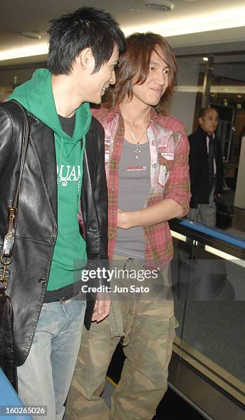 Vic Chou and Jerry Yan of F4 during F4 Arrives in Tokyo to Promote Taiwanese Tourism - March 6, 2007 at Narita International Airport in Narita, Japan.