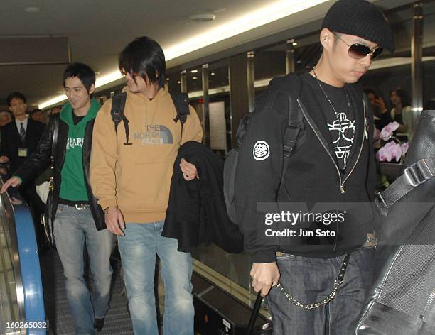 Vic Chou, Ken Chu and Van Ness Wu of F4 during F4 Arrives in Tokyo to Promote Taiwanese Tourism - March 6, 2007 at Narita International Airport in...