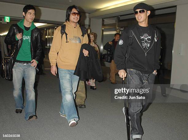 Vic Chou, Ken Chu and Van Ness Wu of F4 during F4 Arrives in Tokyo to Promote Taiwanese Tourism - March 6, 2007 at Narita International Airport in...