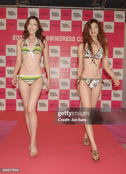 Model wearing PARCO - 2007 Swim Dress Collection during PARCO - 2007 Swim Dress Collection with Leah Dizon at Shibuya PARCO in Tokyo, Japan.