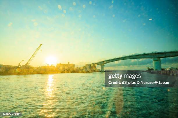 beautiful sunset, tomari port, naha city, - 那覇市 stockfoto's en -beelden