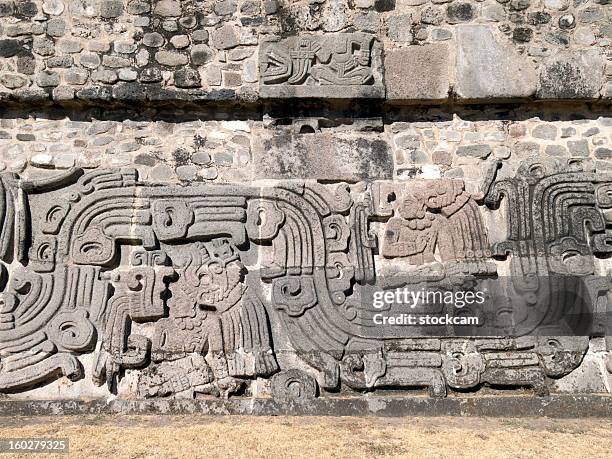 pyramid of the feathered serpent - cuernavaca stock pictures, royalty-free photos & images