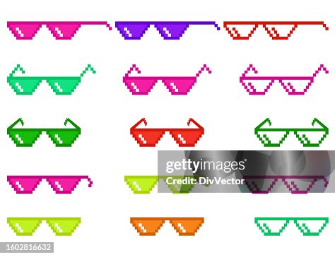 Pixel glasses vector set Pixel glasses vector set