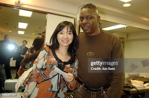 Keiko Matsui and Philip Bailey during Earth, Wind & Fire Japan Tour 2006 - Philip Bailey Backstage - January 19, 2006 at Nippon Budokan Hall in...