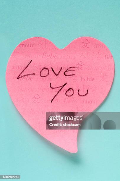 post-it note - love you stock pictures, royalty-free photos & images