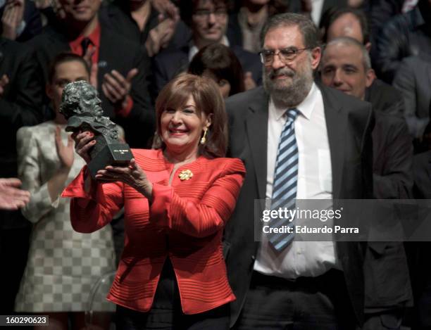 Concha Velasco receives an honorary Goya award for her career at El Canal theatre on January 28, 2013 in Madrid, Spain.