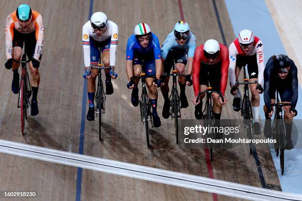 George Jackson of New Zealand, Jules Hesters of Belgium, Elia Viviani of Italy, Dylan Bibic of Canada, Ethan Vernon of Great Britain and Matthijs...