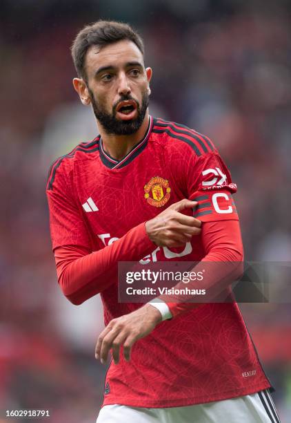 Bruno Fernandes of Manchester United during the pre-season friendly match between Manchester United and RC Lens at Old Trafford on August 5, 2023 in...