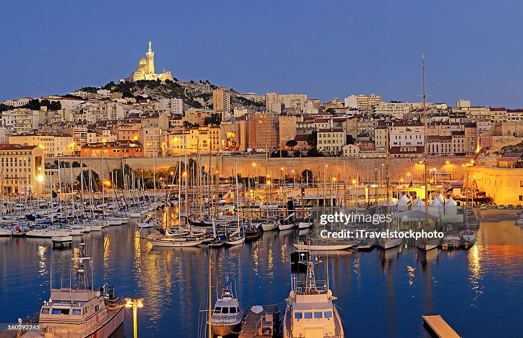 Marseille harbor night