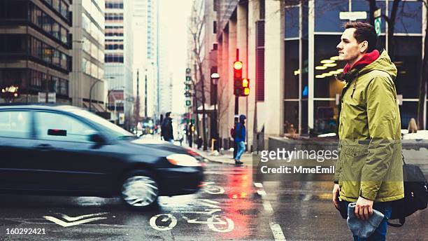 city life - pedestrian winter stock pictures, royalty-free photos & images