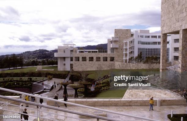 View of the exterior of the Getty Museum in Los Angeles, California.