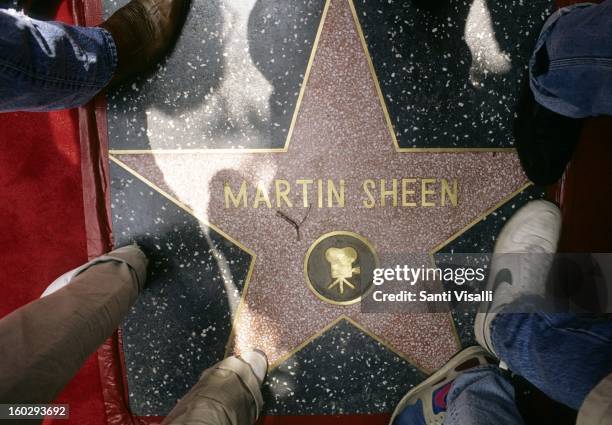 View of actor Martin Sheen's star on the Hollywood Walk Of Fame in 1990 in Los Angeles, California.