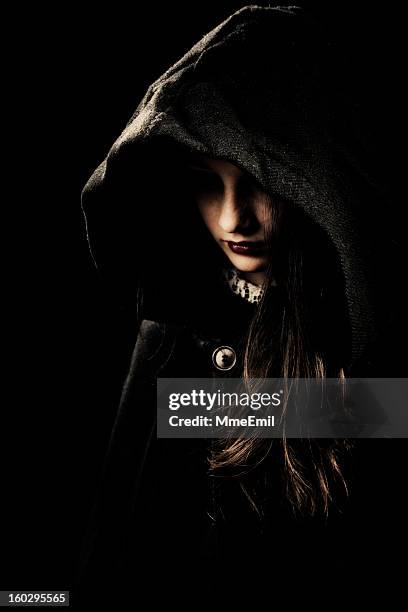 portrait in the dark - goth stock pictures, royalty-free photos & images
