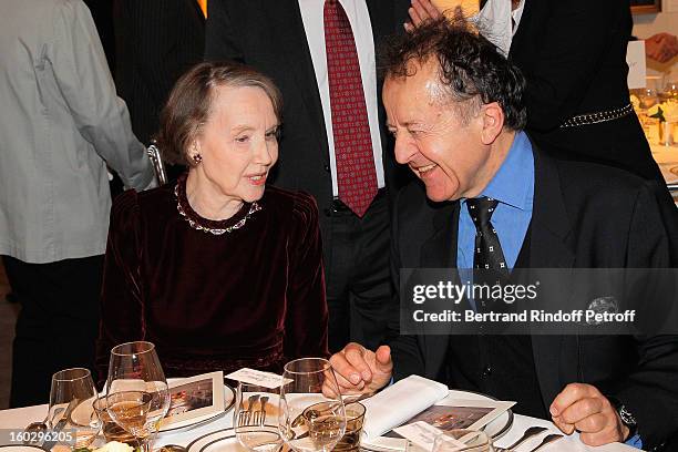 Helene David-Weill and Jean-Pierre Cuzin attend a dinner in honor of Helene David-Weill, who presided through 1994 - 2012 Les Arts Decoratifs, one of...