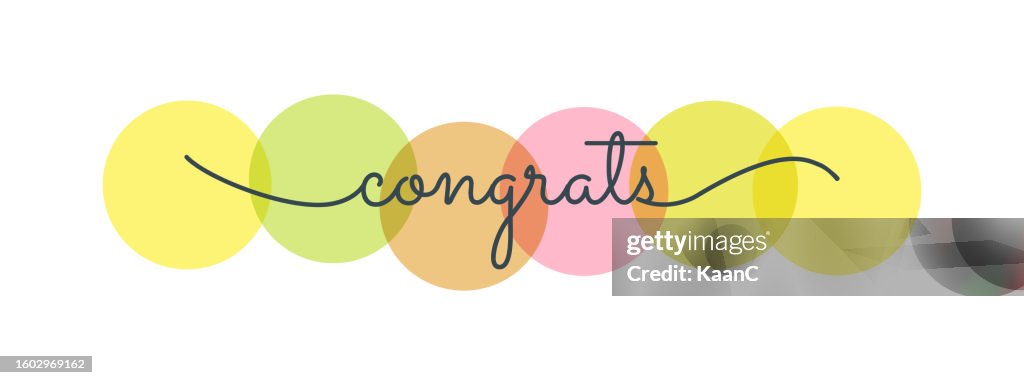 Congrats lettering on circle shapes vector stock illustration