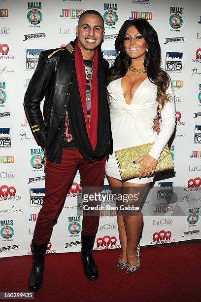 Reality Stars Miguel Allure and Tracy DiMarco attend "Jerseylicious" Season 5 Premiere Party at Midtown Sutton on January 28, 2013 in New York City.