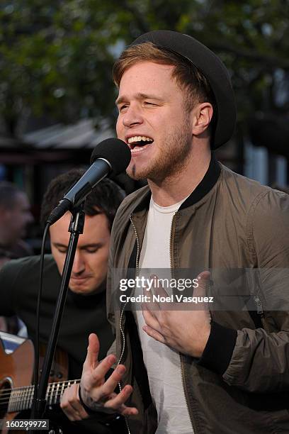 Olly Murs performs at Extra at The Grove on January 28, 2013 in Los Angeles, California.