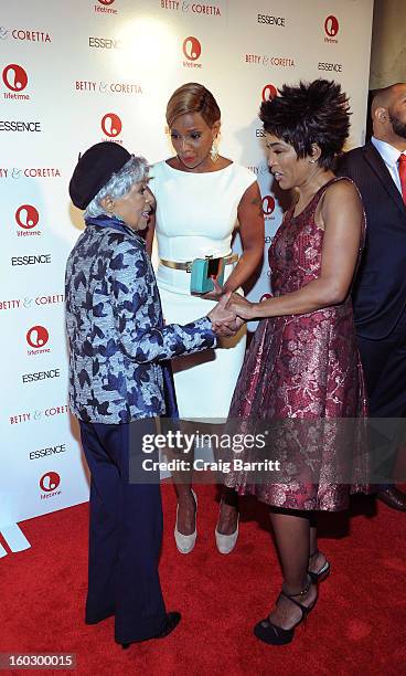 Actresses Angela Bassett and Ruby Dee attend the premiere of "Betty & Coretta" to celebrate with Lifetime and cast at Tribeca Cinemas on January 28,...